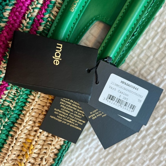 NEW Maje Mini Striped Raffia Bag - Picture 8 of 16